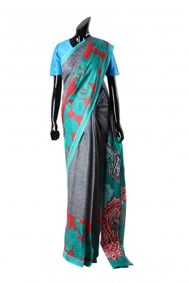 Floral Geometric Print Sari